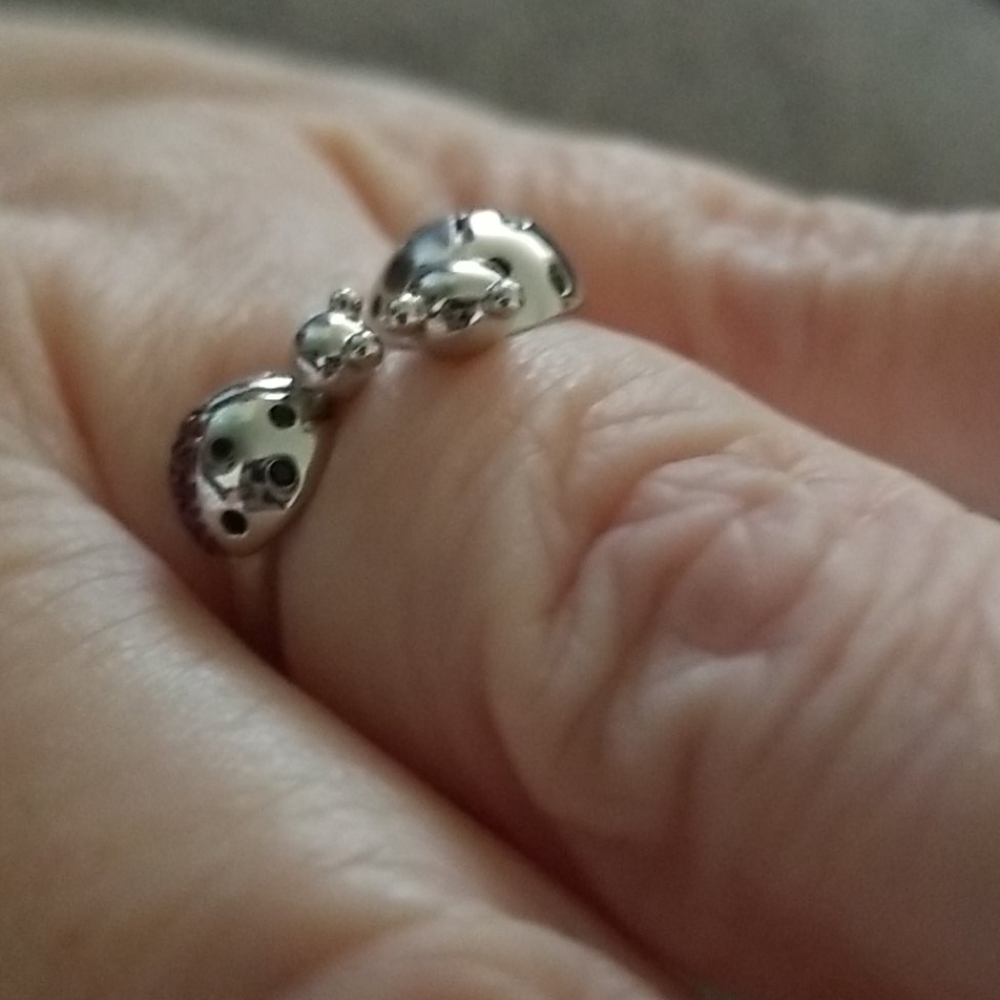 Lady Bugs Ring - 925 SS White Gold Overlay & Ruby - Picture 8 of 12